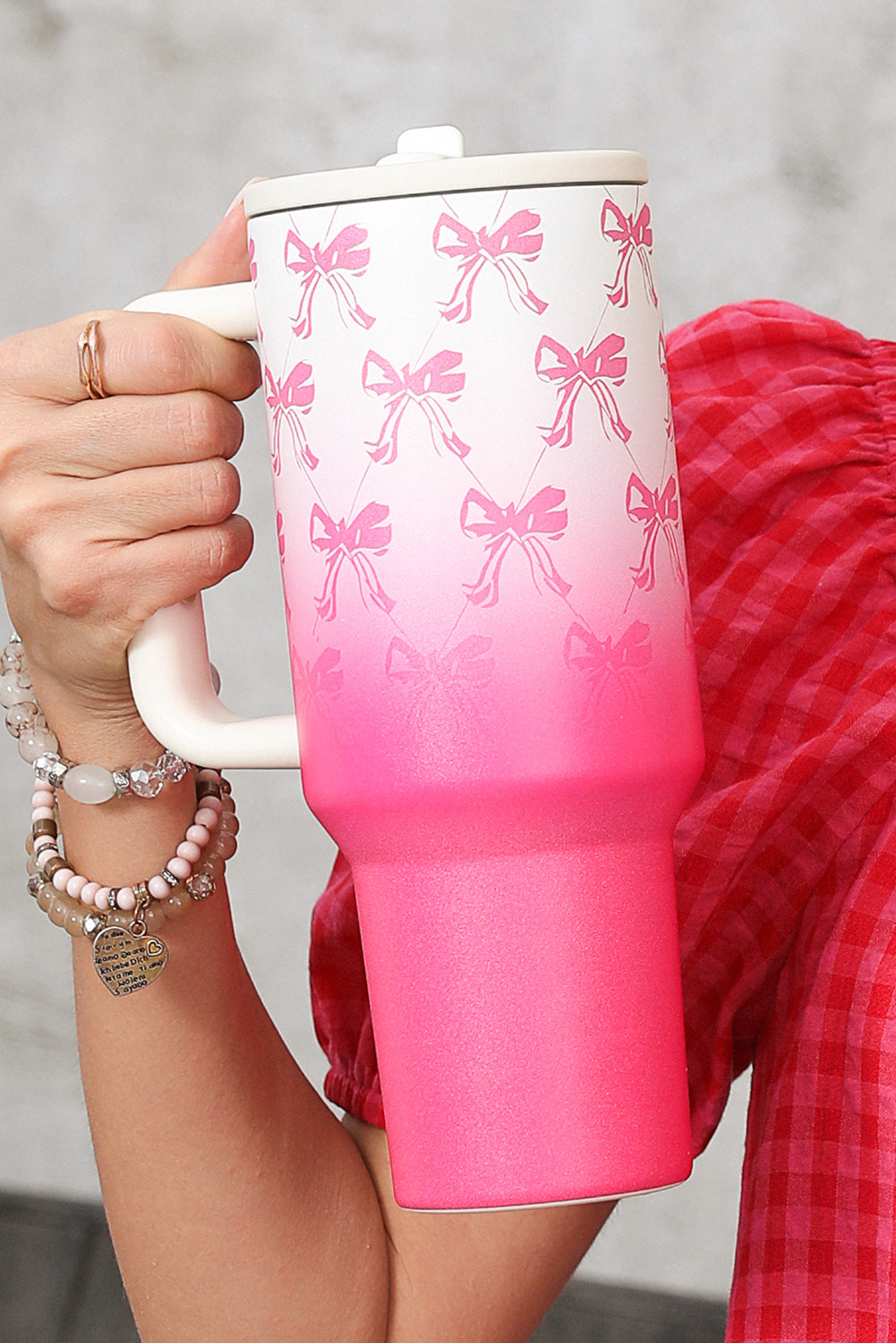 Gradient Bow Knot Color Print Large Vacuum Cup