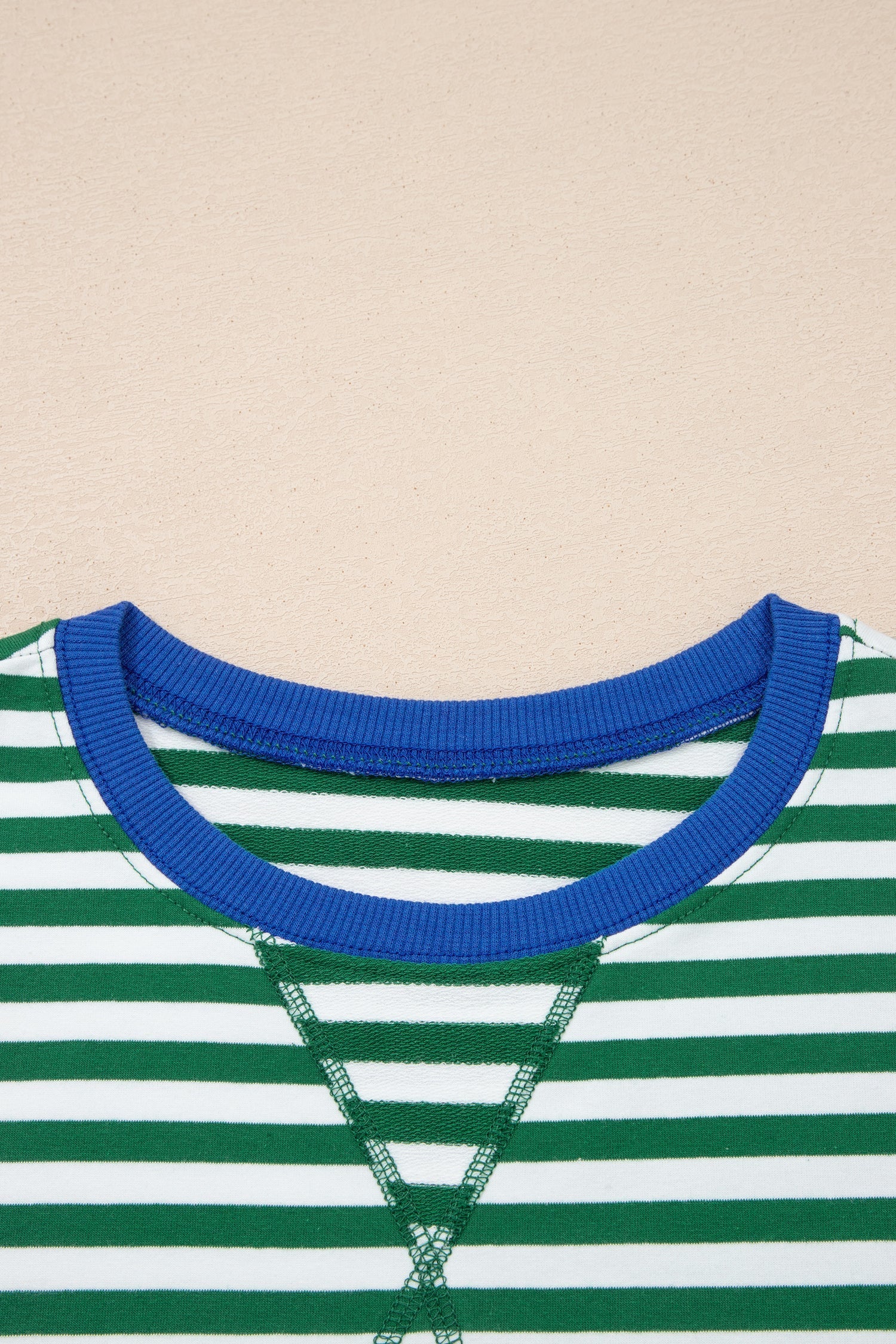 Stripe Drop-Shoulder Boxy Everyday Terry Short Set in Green