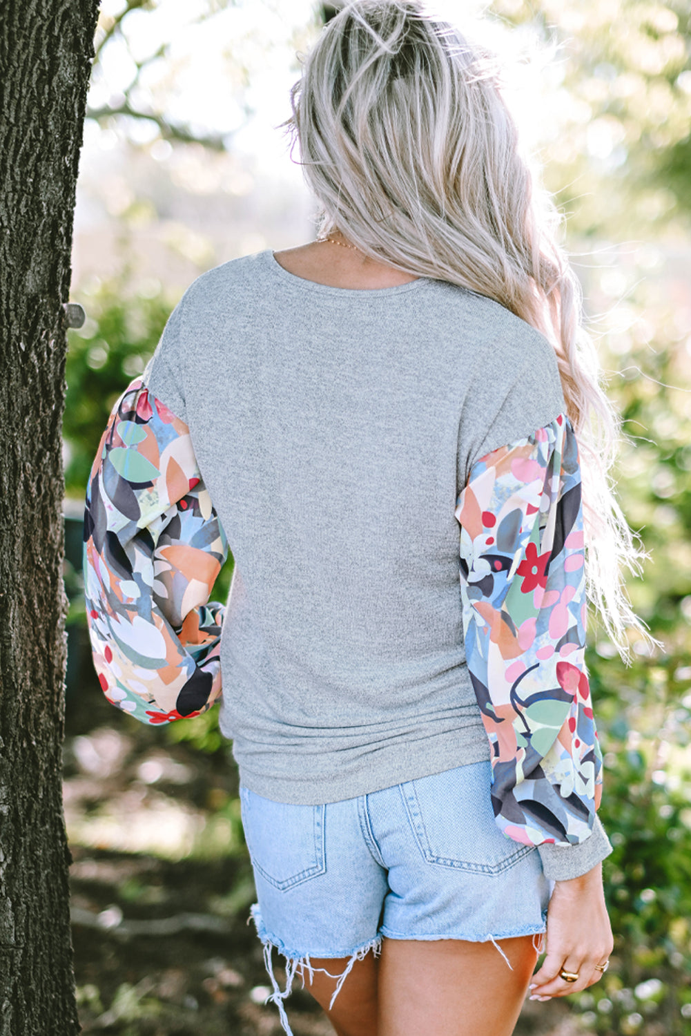 Women's V Neck Patchwork Button-Front Top