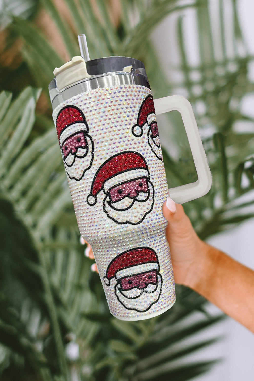 Christmas Diamond Santa Claus Thermos Cup with Straw 40oz