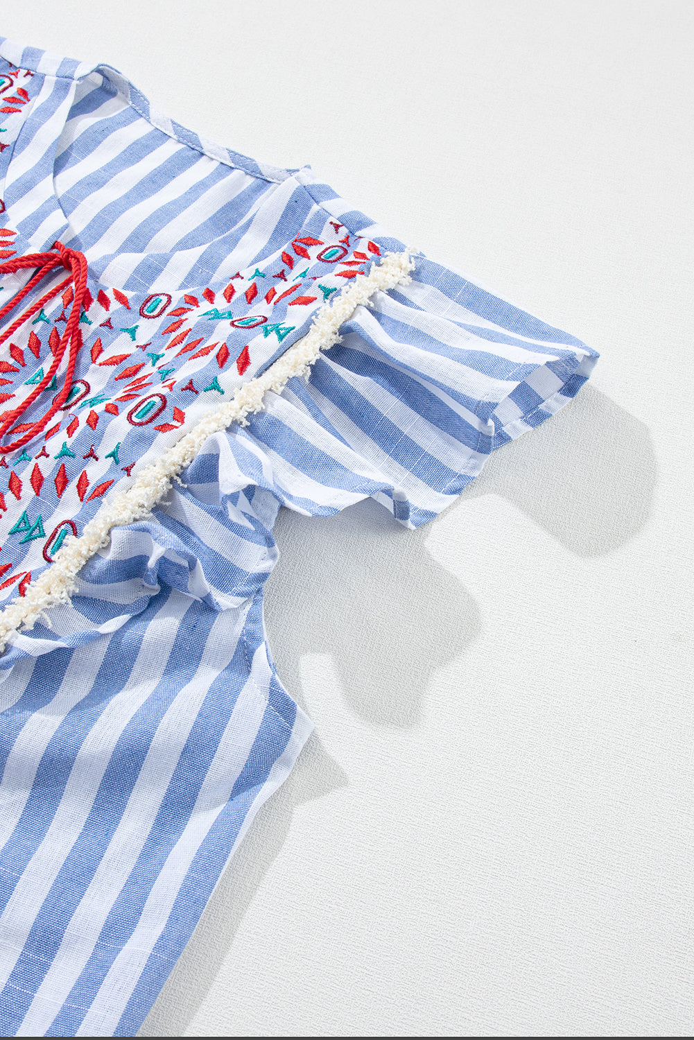 Blouse for Women Embroidered Tassel Flutter