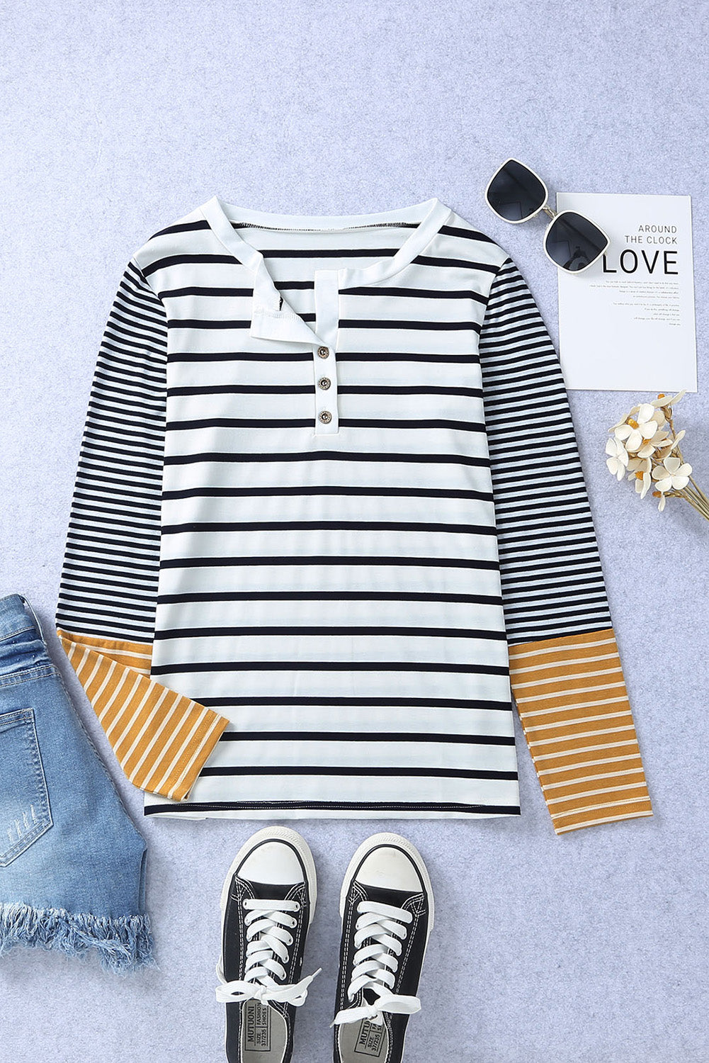 Women's Long-Sleeve Button Henley Top
