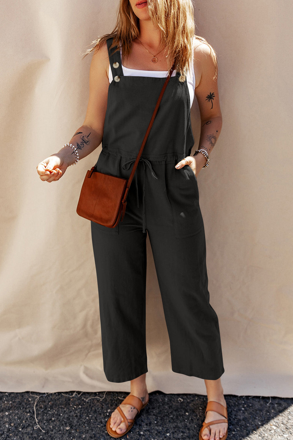 Women's Overall with Cropped Drawcord Straps