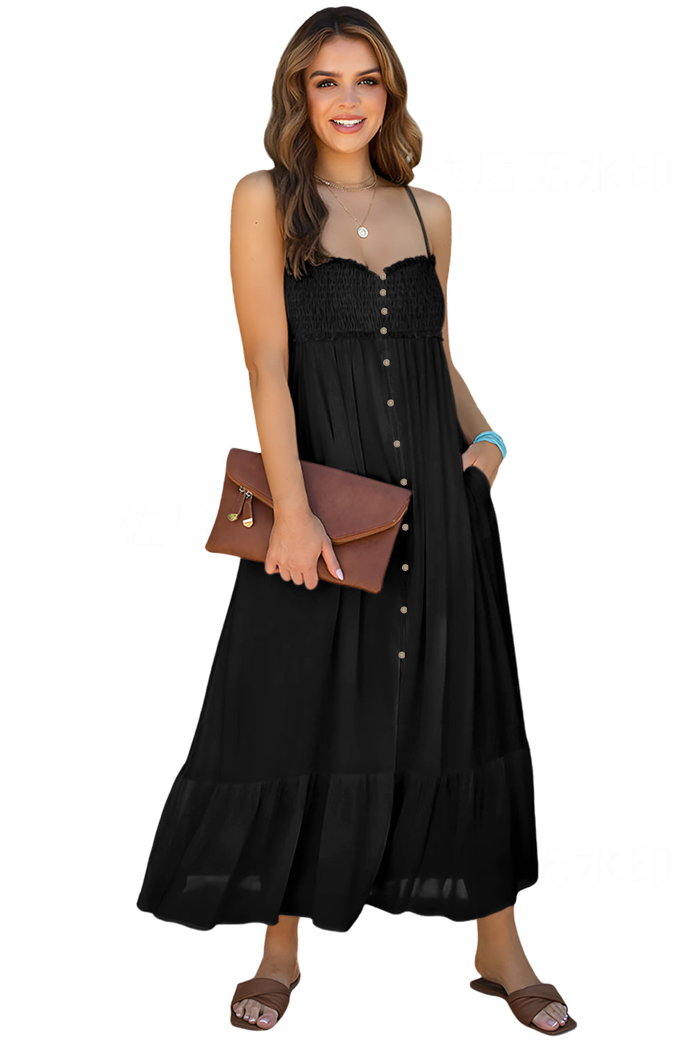 Dress for Women Spaghetti Straps Shirred Front