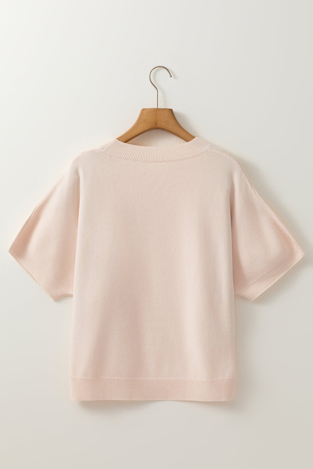 Polished Embellished Pearl Bow Dolman Short-Sleeved Knit Top