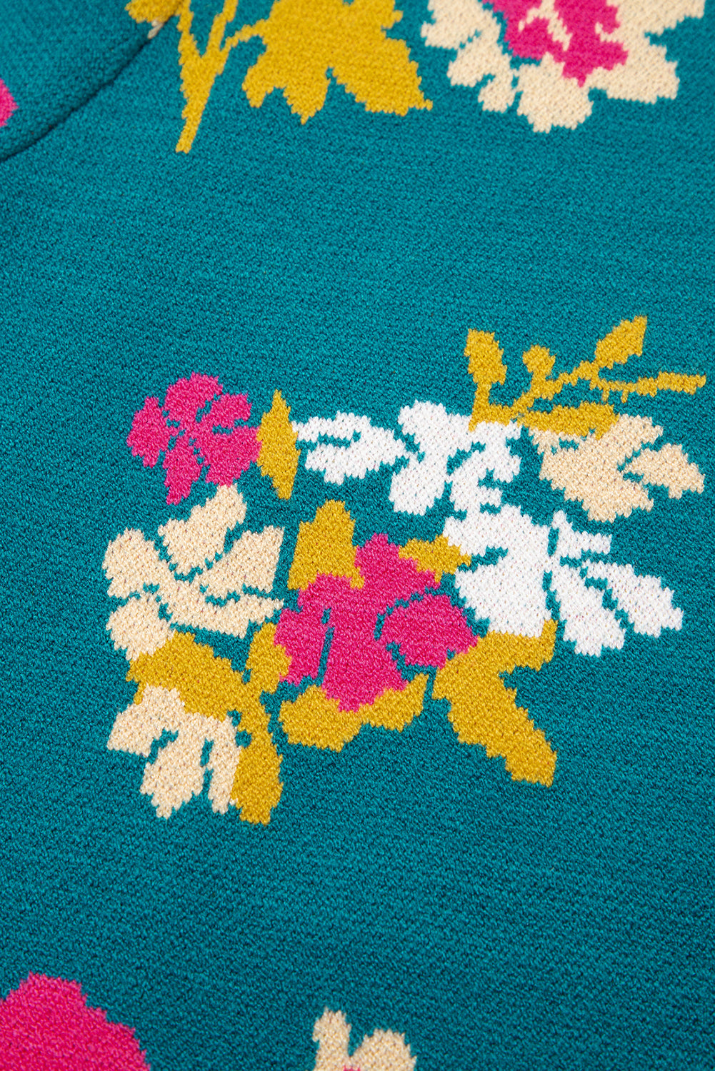 Pattern Mock-Neck Flower Mock-Neck Short-Sleeved Knit T Shirt