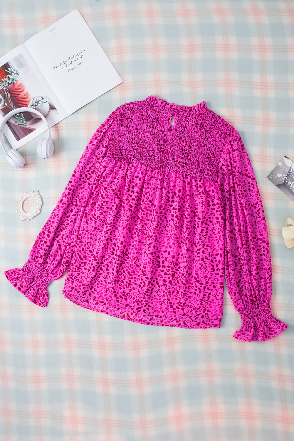Women's Blouse with Shirred Balloon Sleeve Flowy