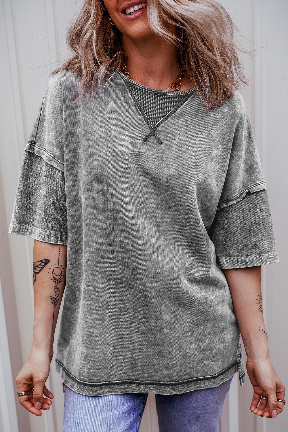 Women's Mineral-Washed Exposed Oversized Tee