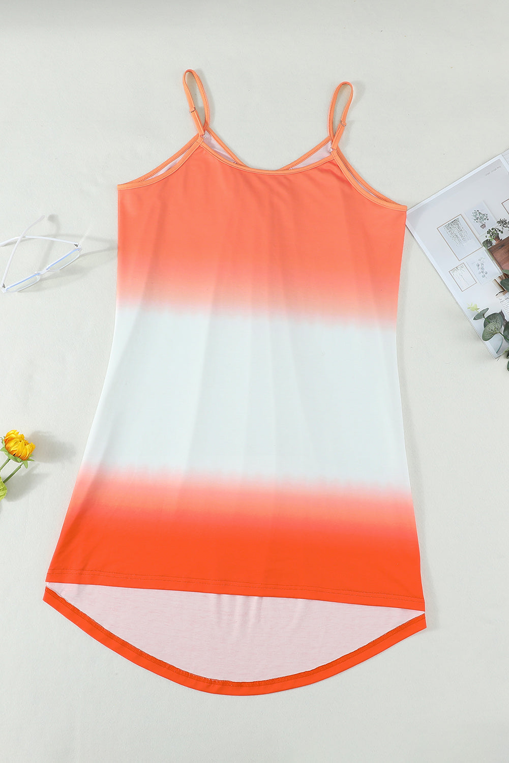 Women's Dress Featuring Summer Orange Ombre Tie-dye Sleeveless Flowy