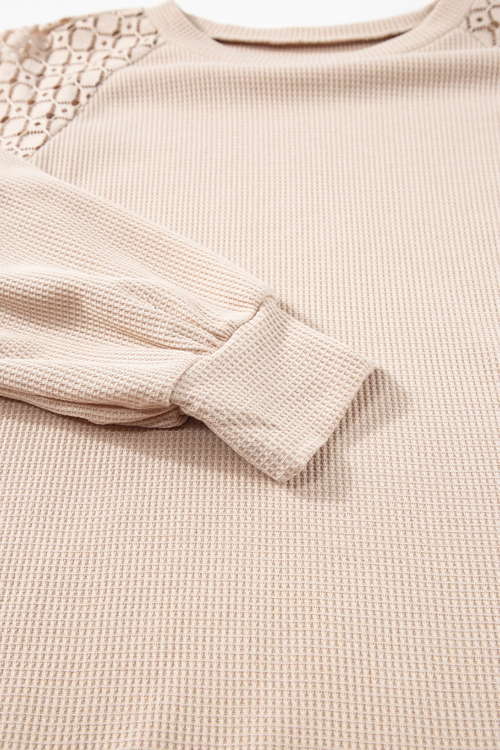 Lace Long-Sleeved Textured Pullover