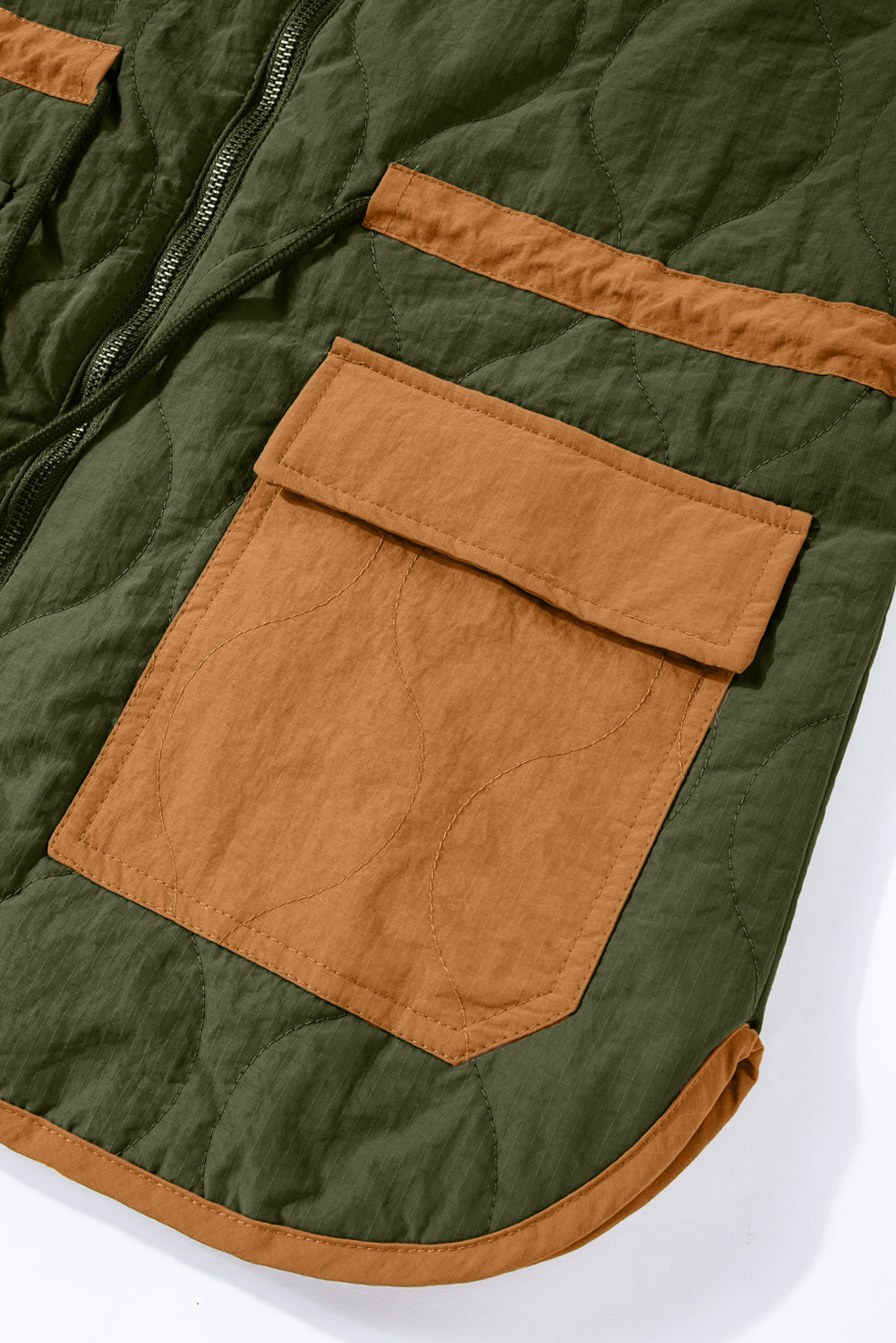 Women's Jacket Featuring Stitching Quilted Drawcord