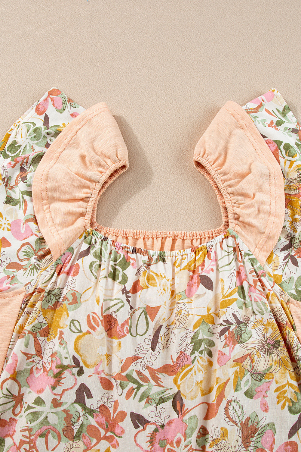 Blouse for Women Floral-Print Ruffle-Trimmed Sleeve