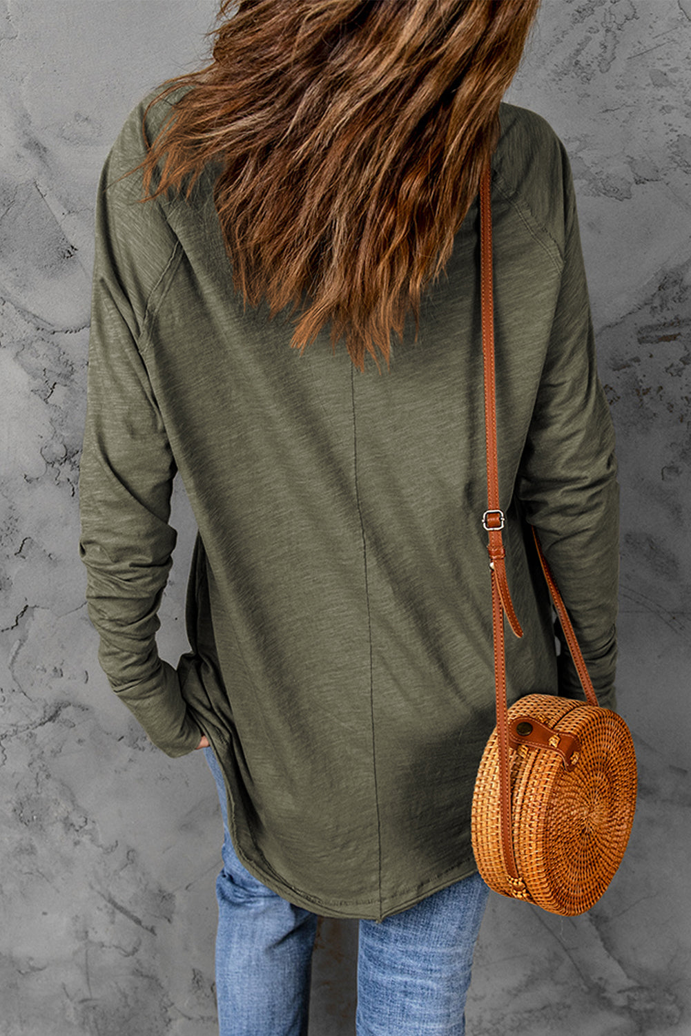 Women's Top Featuring Long-Sleeve Solid Crew Neck Everyday Style