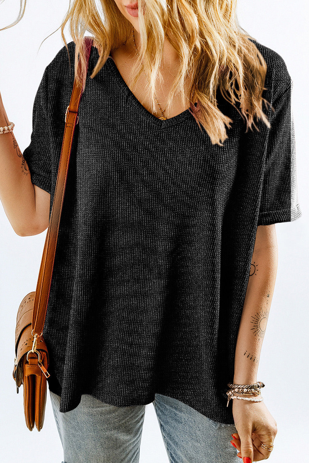 Women's Tee Featuring High Low Cuffed
