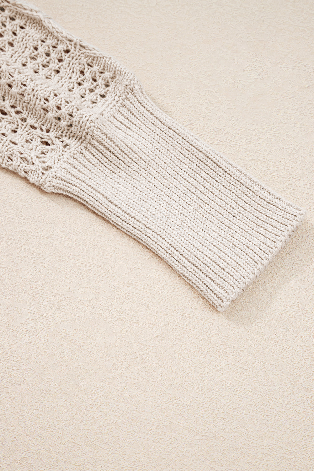 Mix Pattern Hollowed Knit Open-Front Cardigan