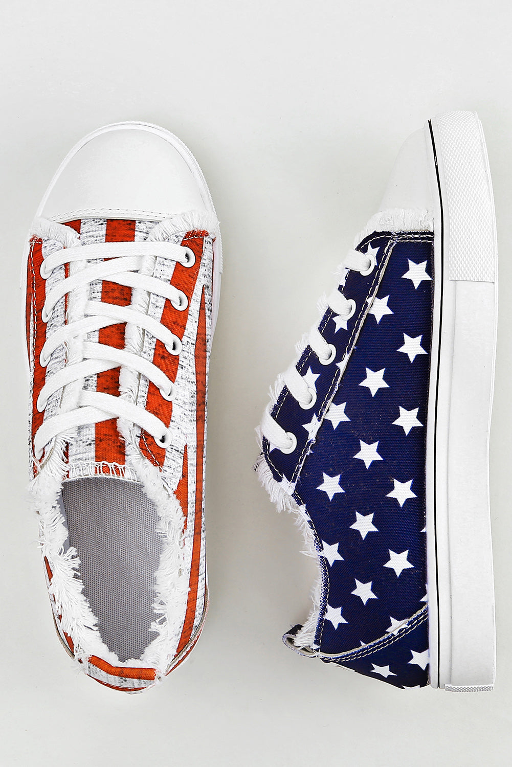 American Canvas Flag Lace-up Flat Shoes in Blue