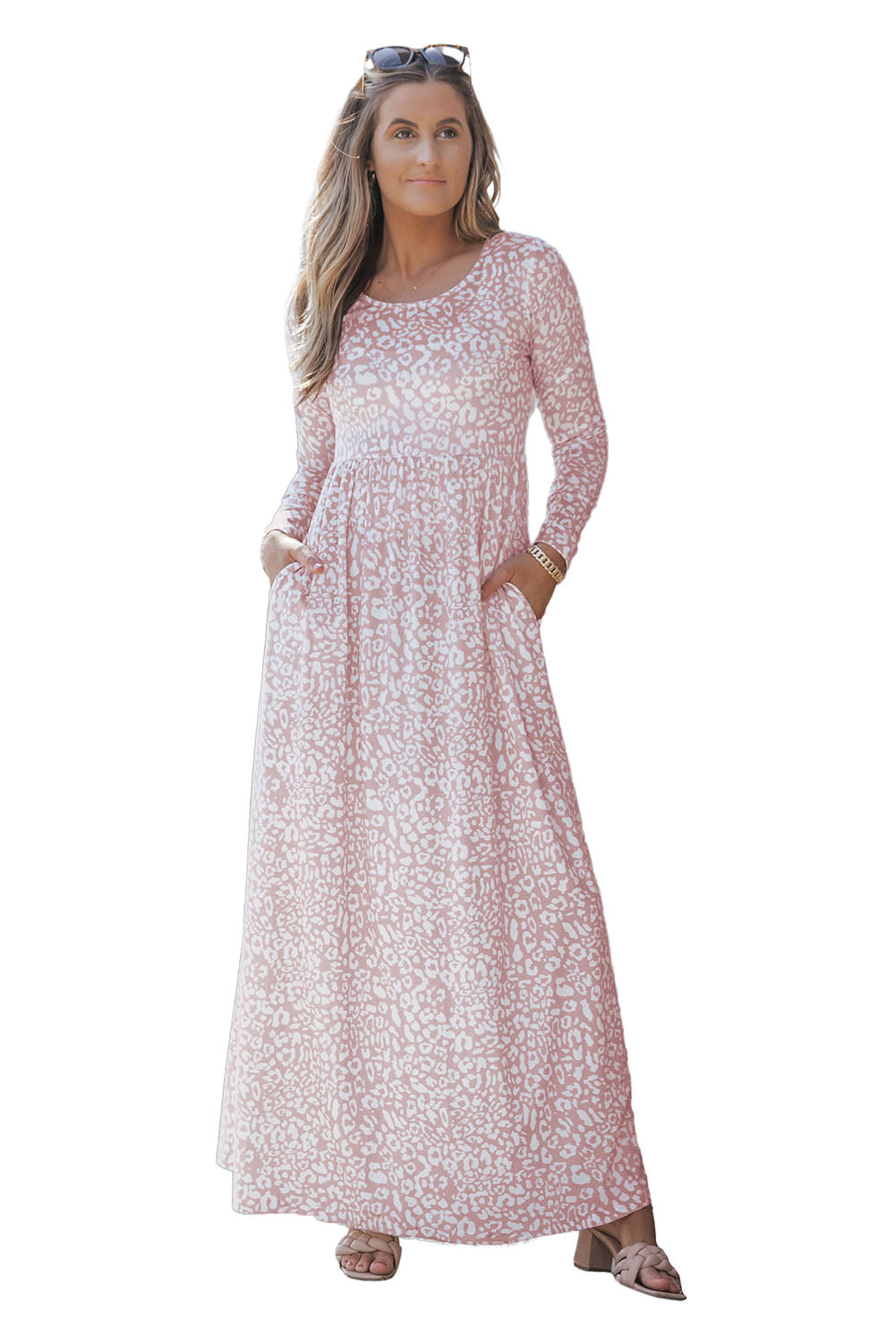 Women's Maxi Dress with Long-Sleeve Empire-Waist