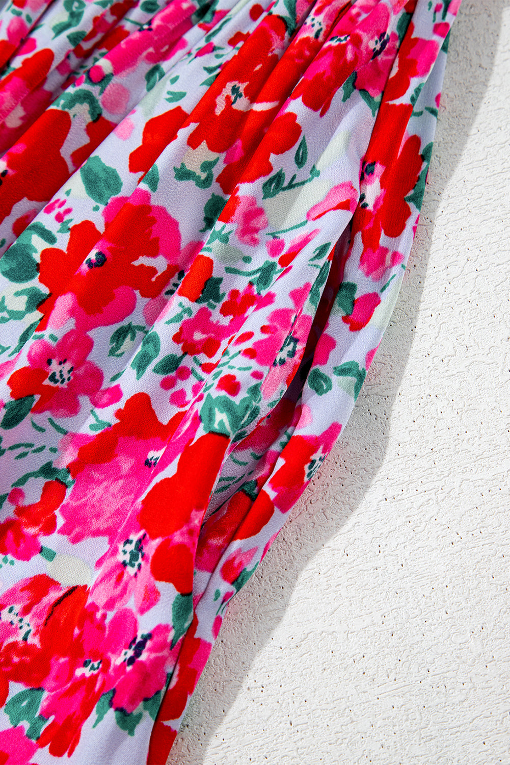 Floral Print Smocked Lantern Sleeve Tiered Maxi Dress