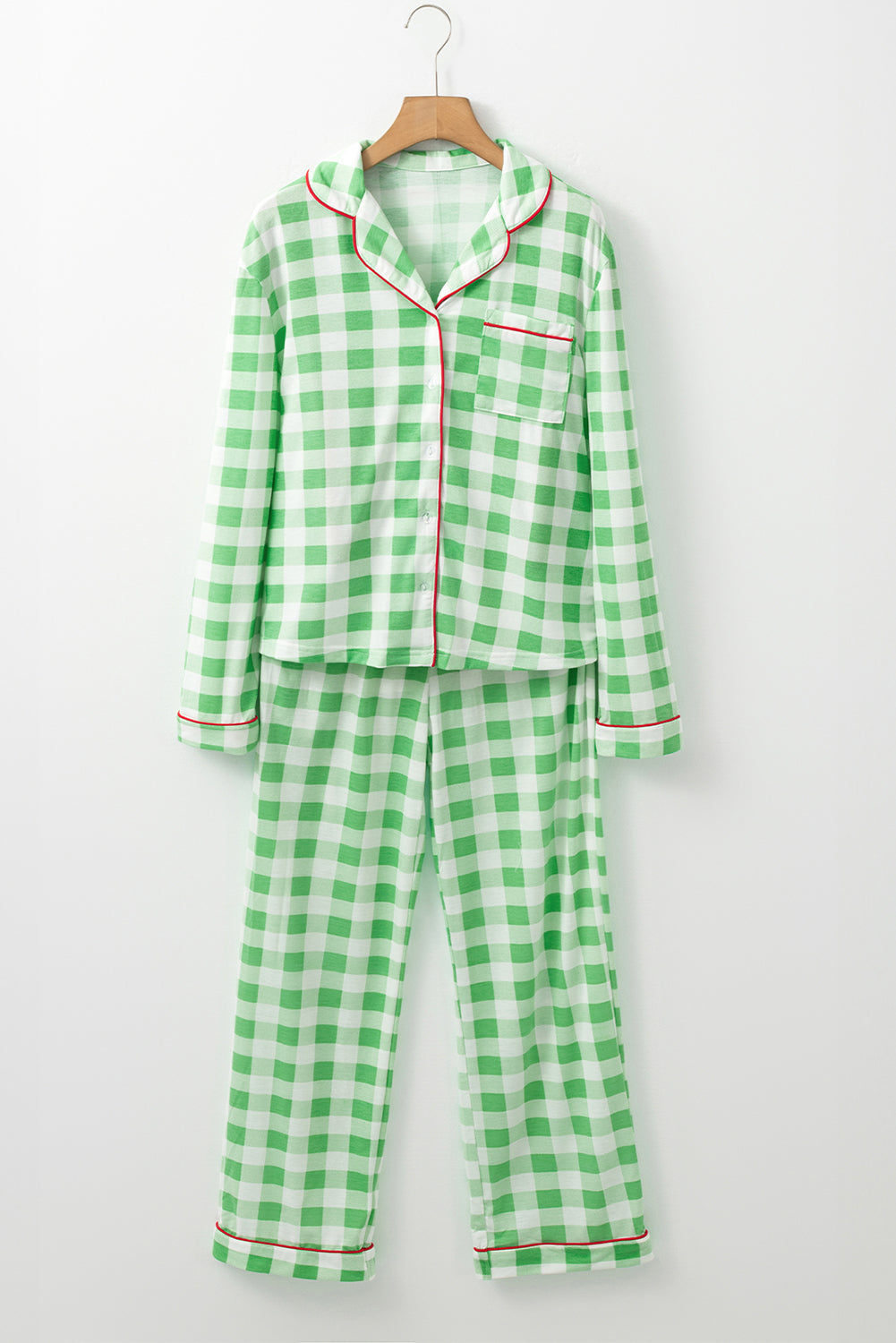 Plaid Print Christmas Print Shirt and Pants Pajama Set