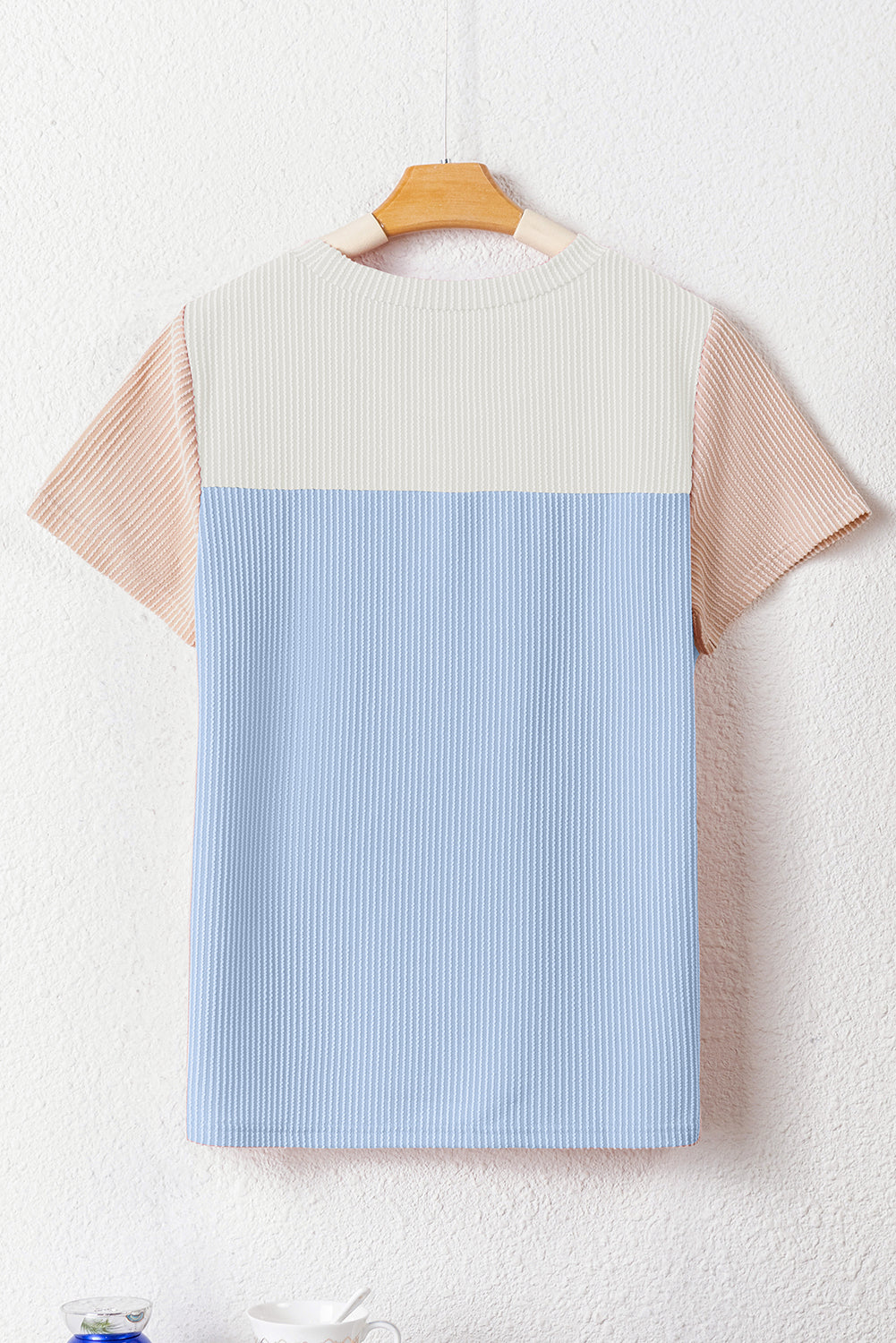 Rib Textured Colorblock T Shirt