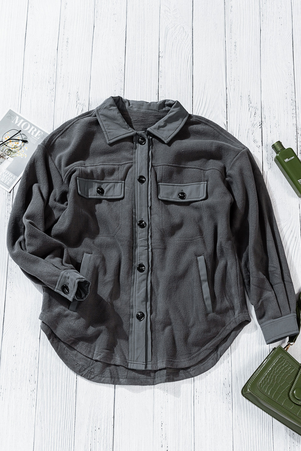 Women's Turn Down Collar Shirt Jacket