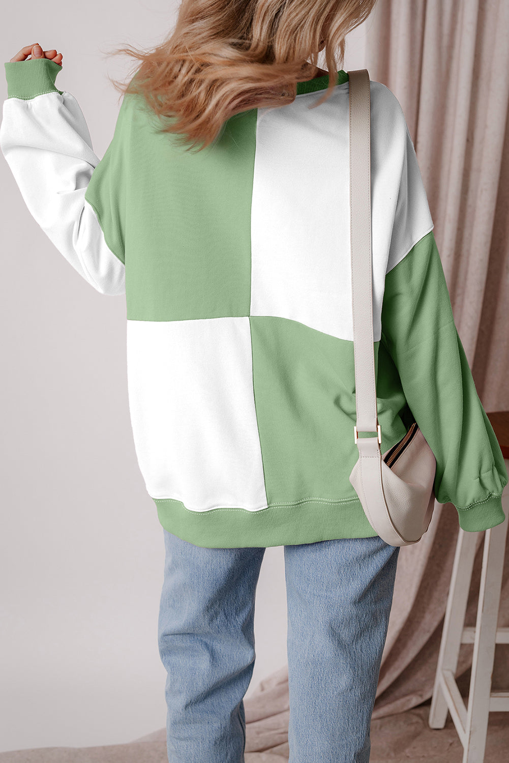 Colorblock Low Henley High Oversize Sweatshirt