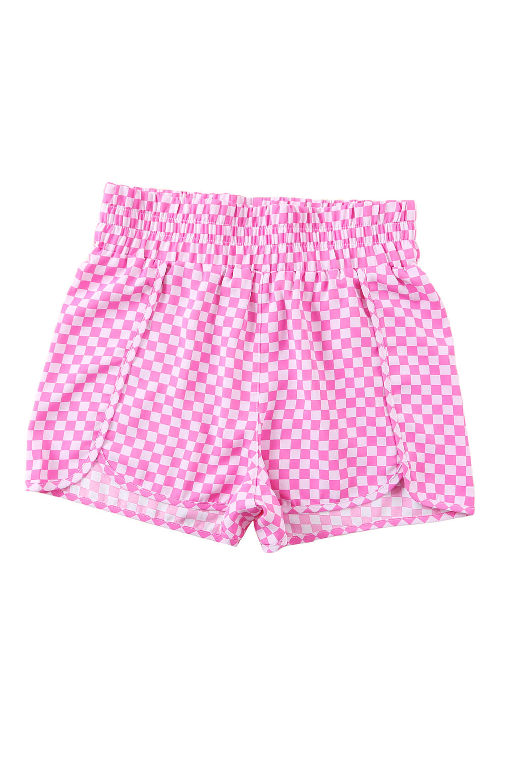 Women's Shorts Featuring Pink Plaid High Waisted Athletic