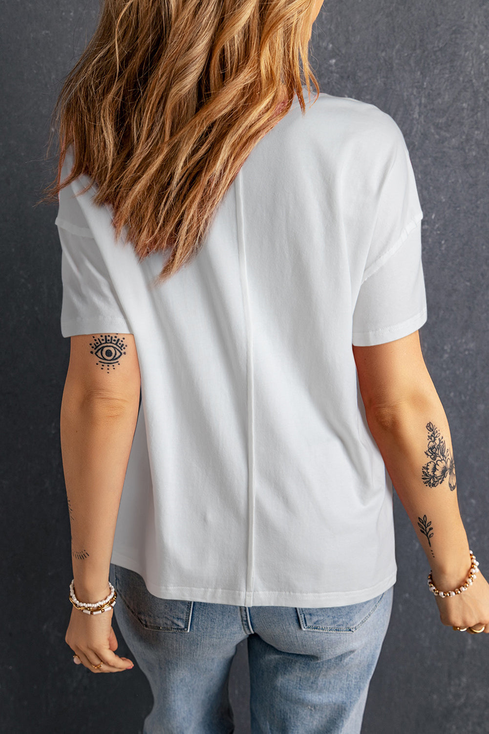 Women's T-shirt with Star Patchwork Loose