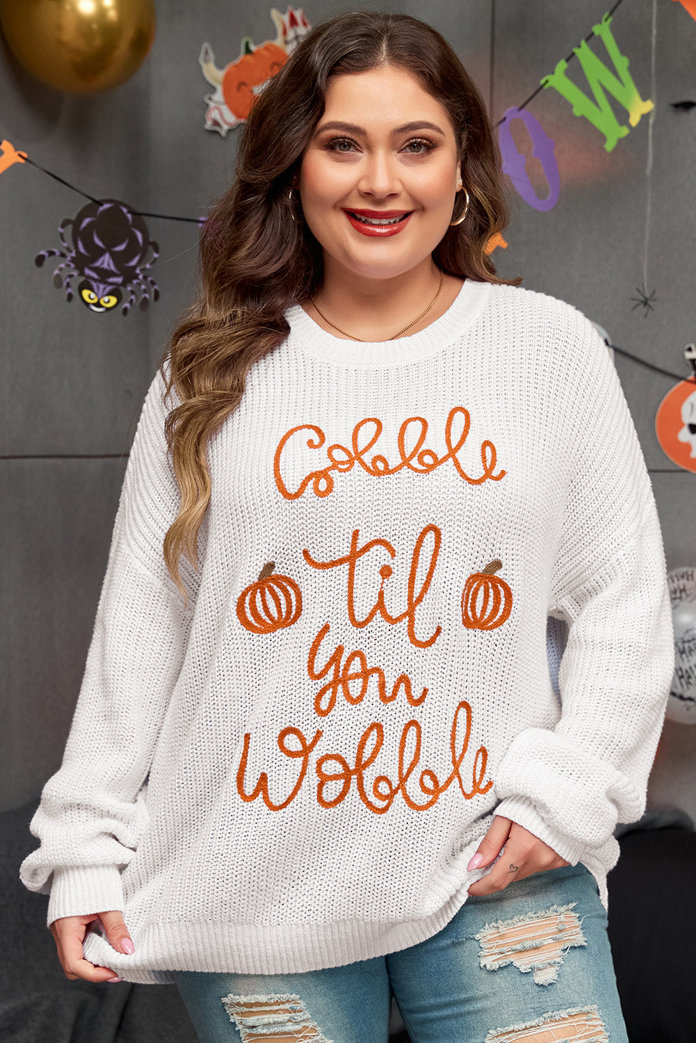 Women's Sweater Featuring Pop Up Crochet Plus Size