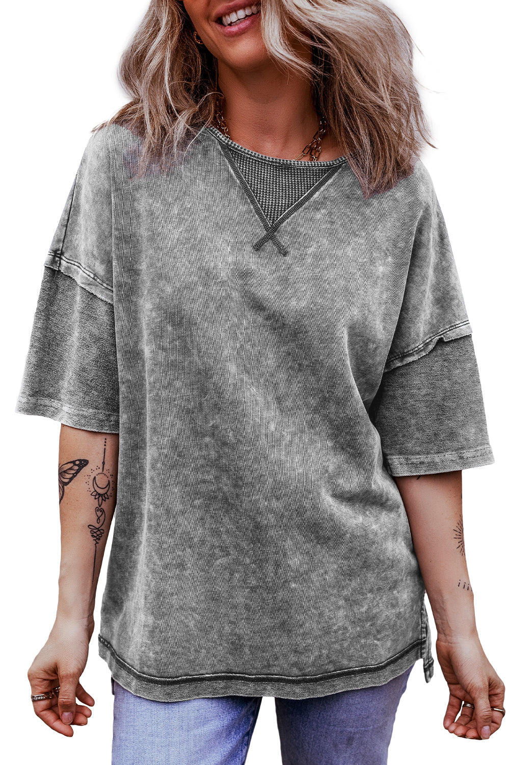 Women's Mineral-Washed Exposed Oversized Tee