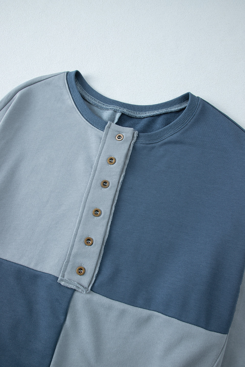 Henley High Colorblock High Low Oversize Sweatshirt