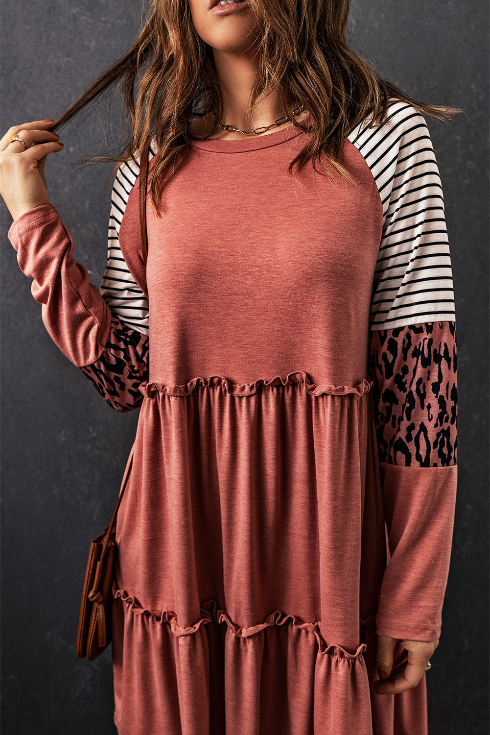 Women's Striped Long-Sleeve Mini Dress