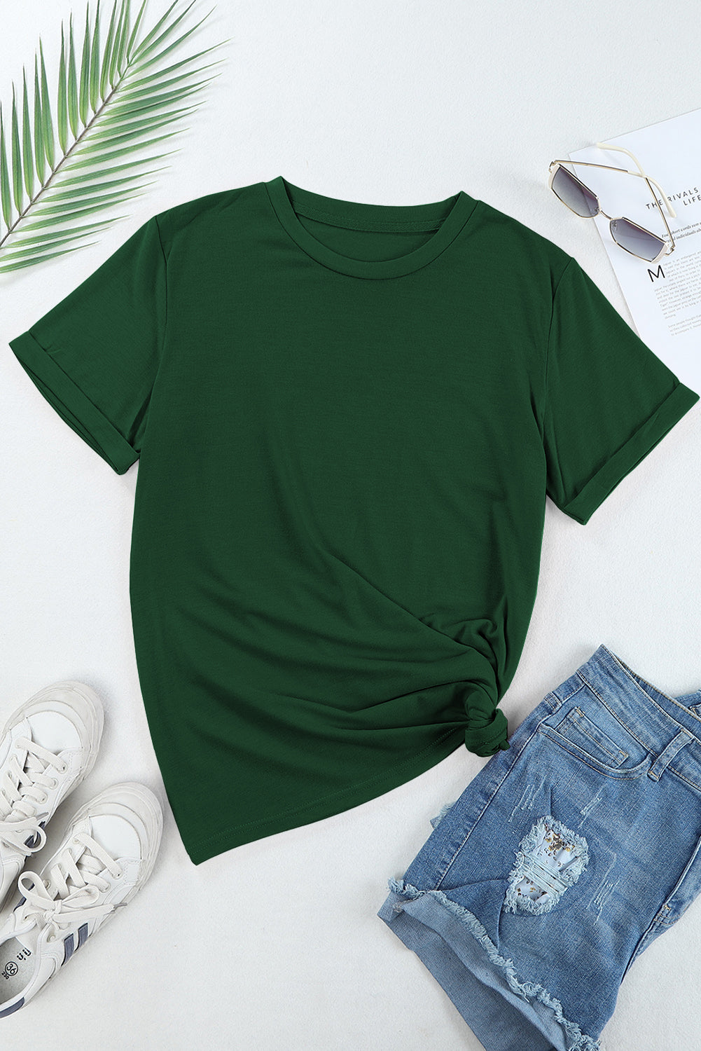 Tee for Women Everyday Plain Crew Neck Everyday Style