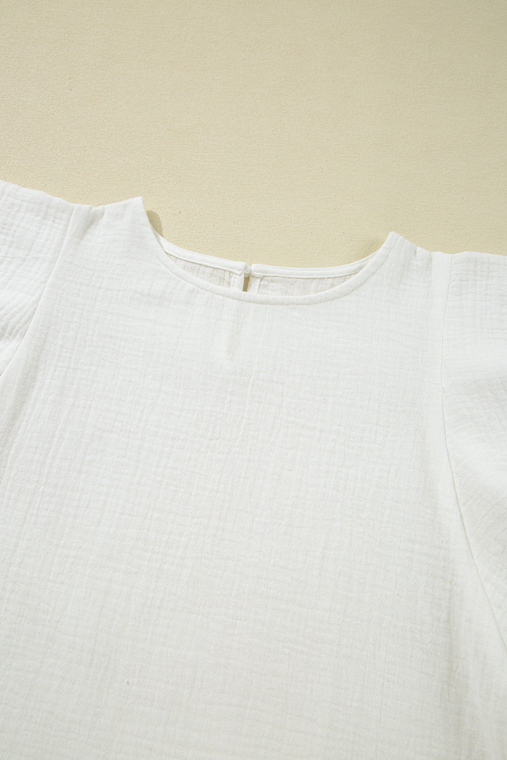 Crinkled Flutter Layered Ruffled Sleeve Blouse