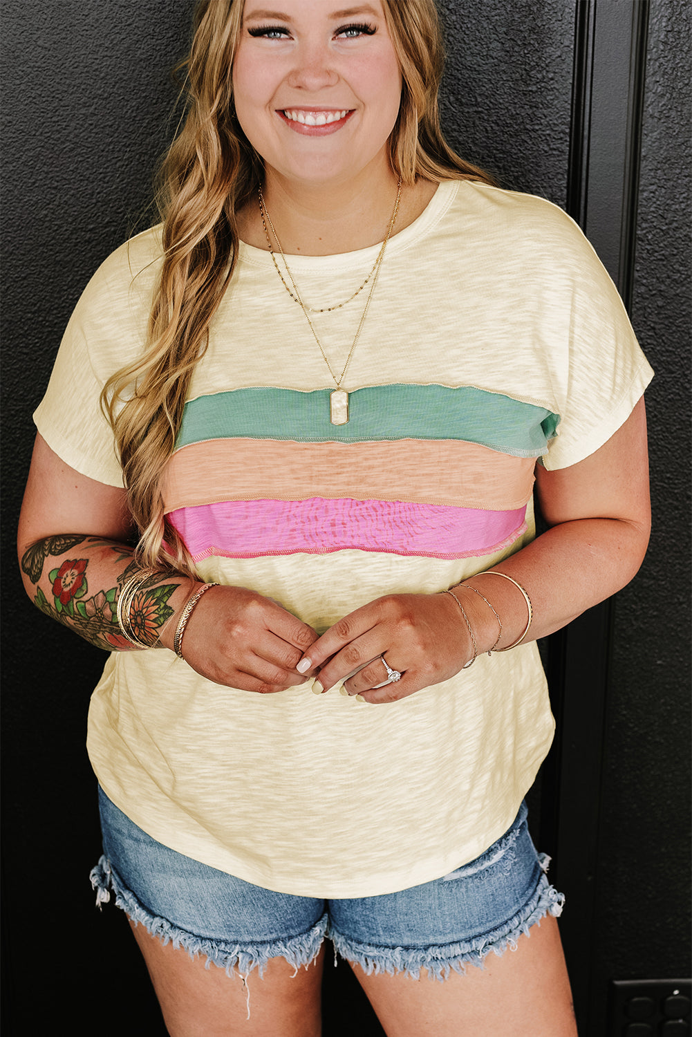 Women's Patchwork Plus Size T Shirt