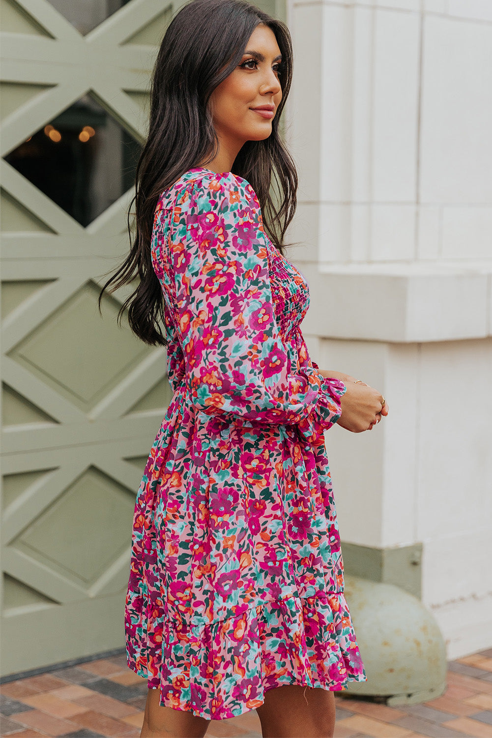 Floral Dresses for Women Sleeve Shirred Puffy