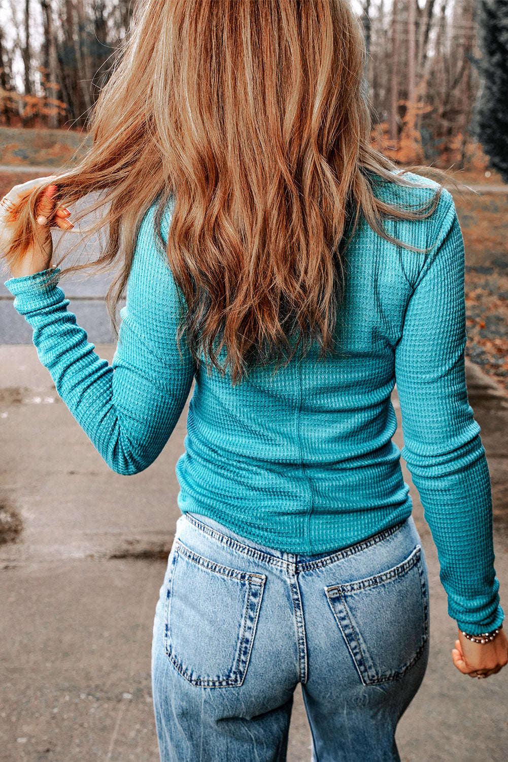 Women's Knitted Long-Sleeve Henley Top