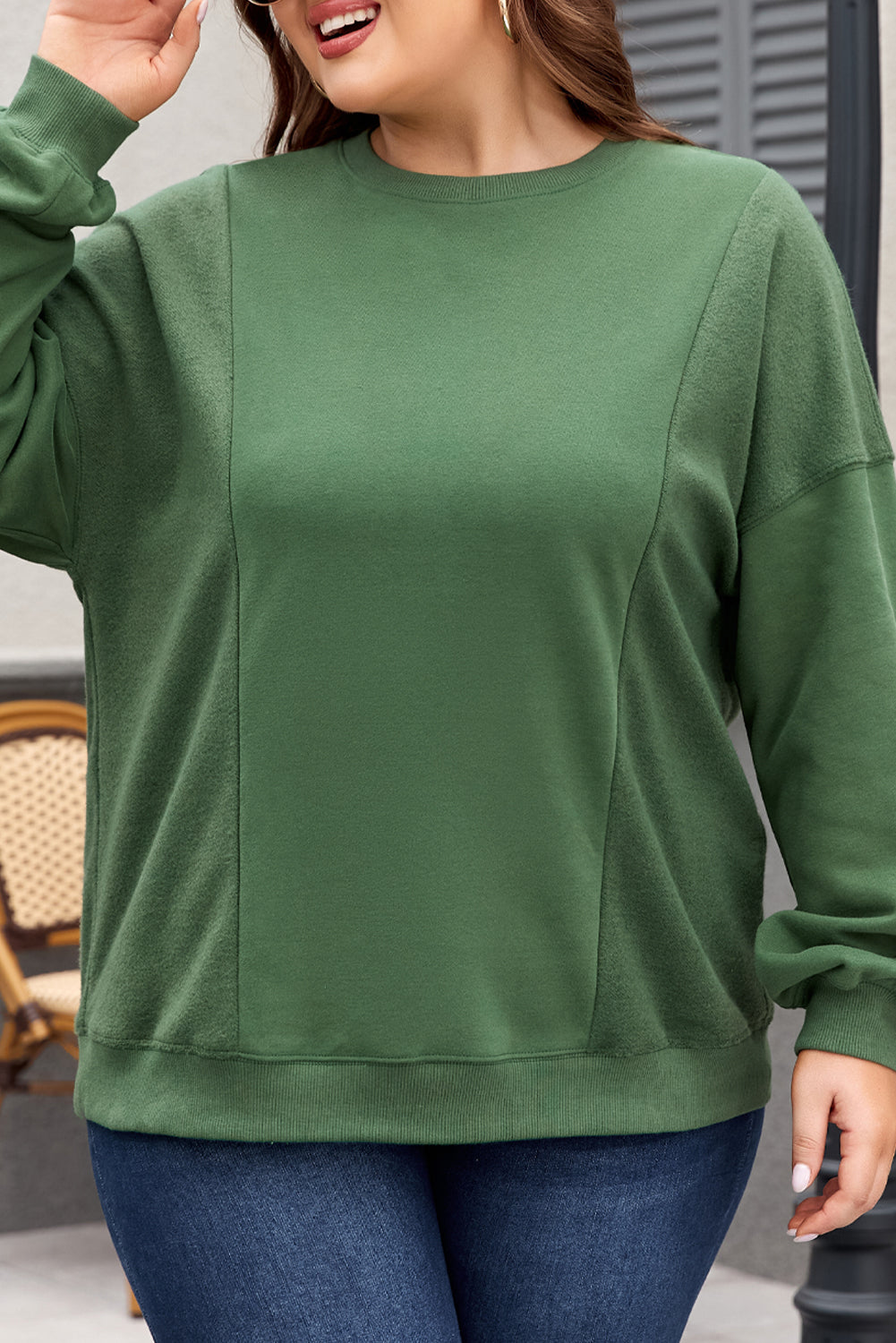 Women's Sweatshirt Featuring Crew Neck Plus Size