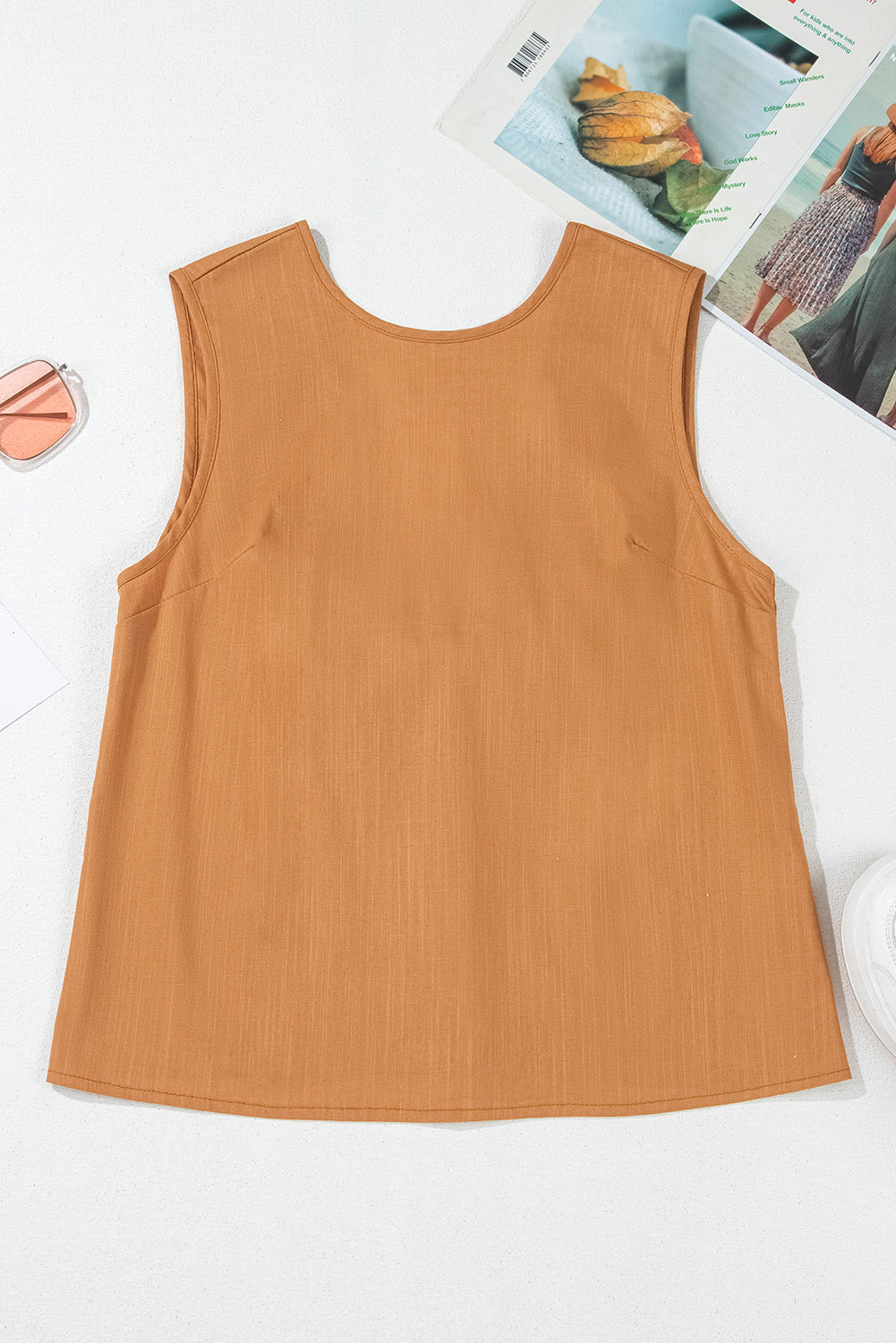 Bowknot V Cut Backless Cotton Tank Top