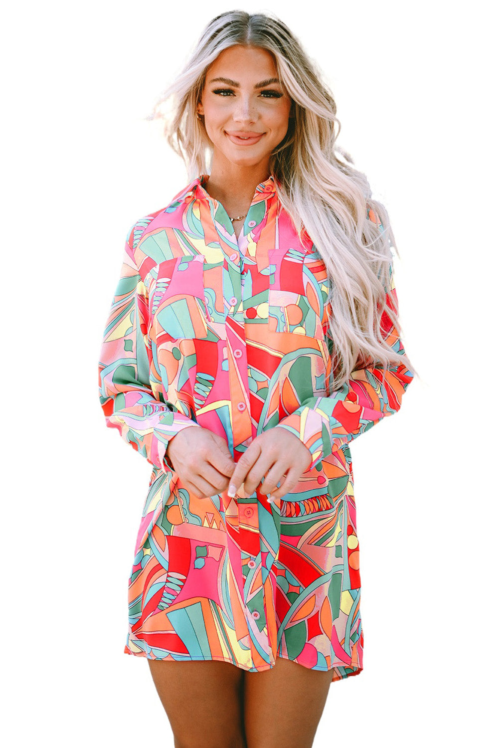 Women's Geometric Abstract Shirt Dress