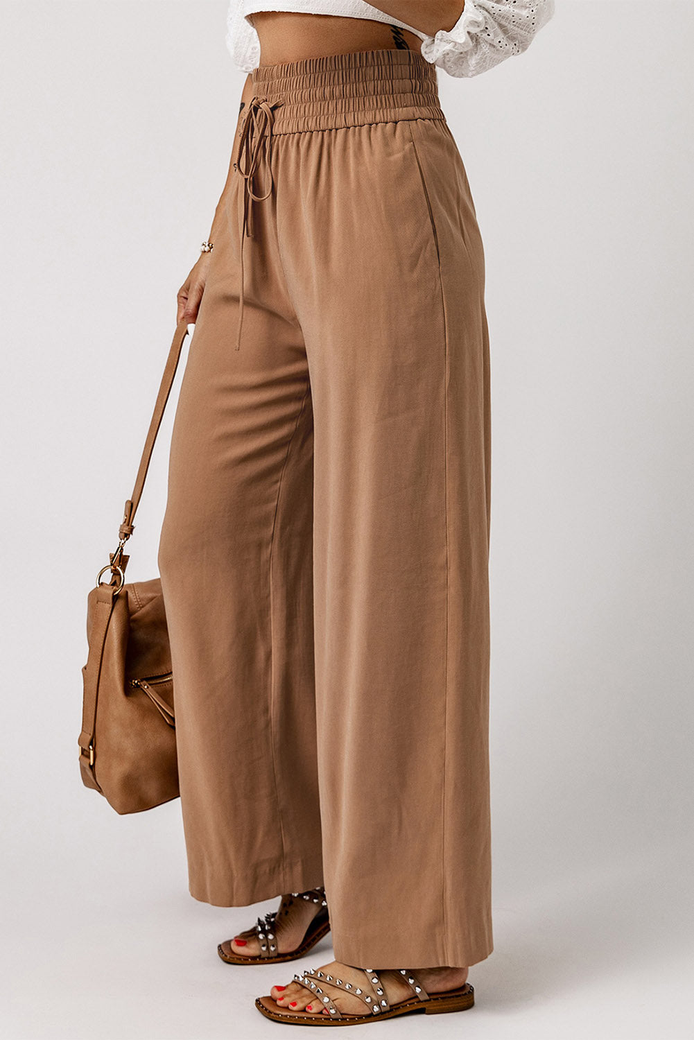Women's Everyday Wide Drawcord Elastic Waist Leg Pants