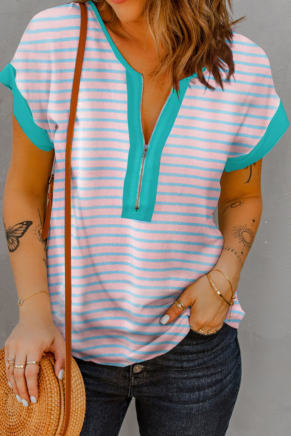 Women's Top Featuring Contrast Trim Half Zip