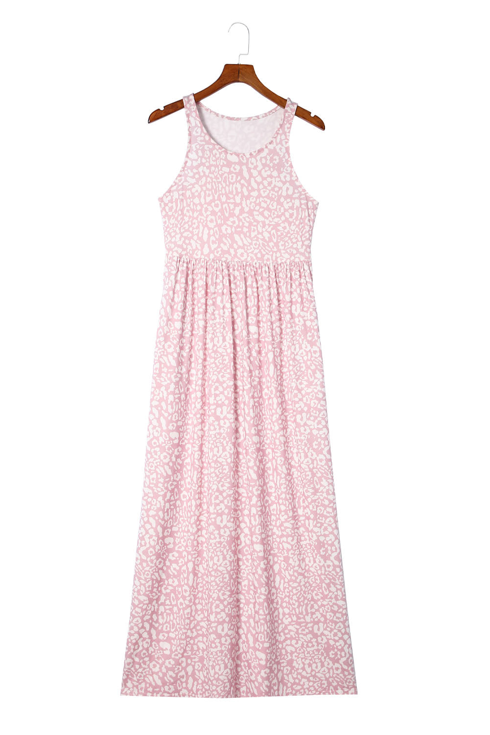 Women's Maxi Dress with Leopard-Print Pocket-Detail Sleeveless