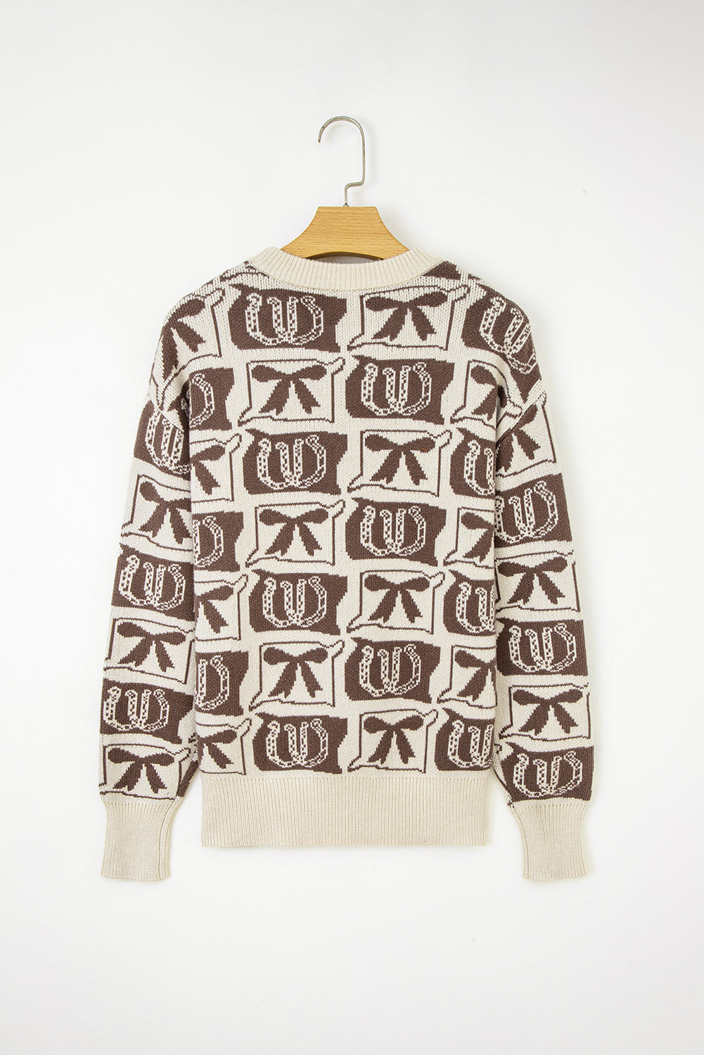 Horseshoes Bows & Pattern Western Fashion Print Knit Top
