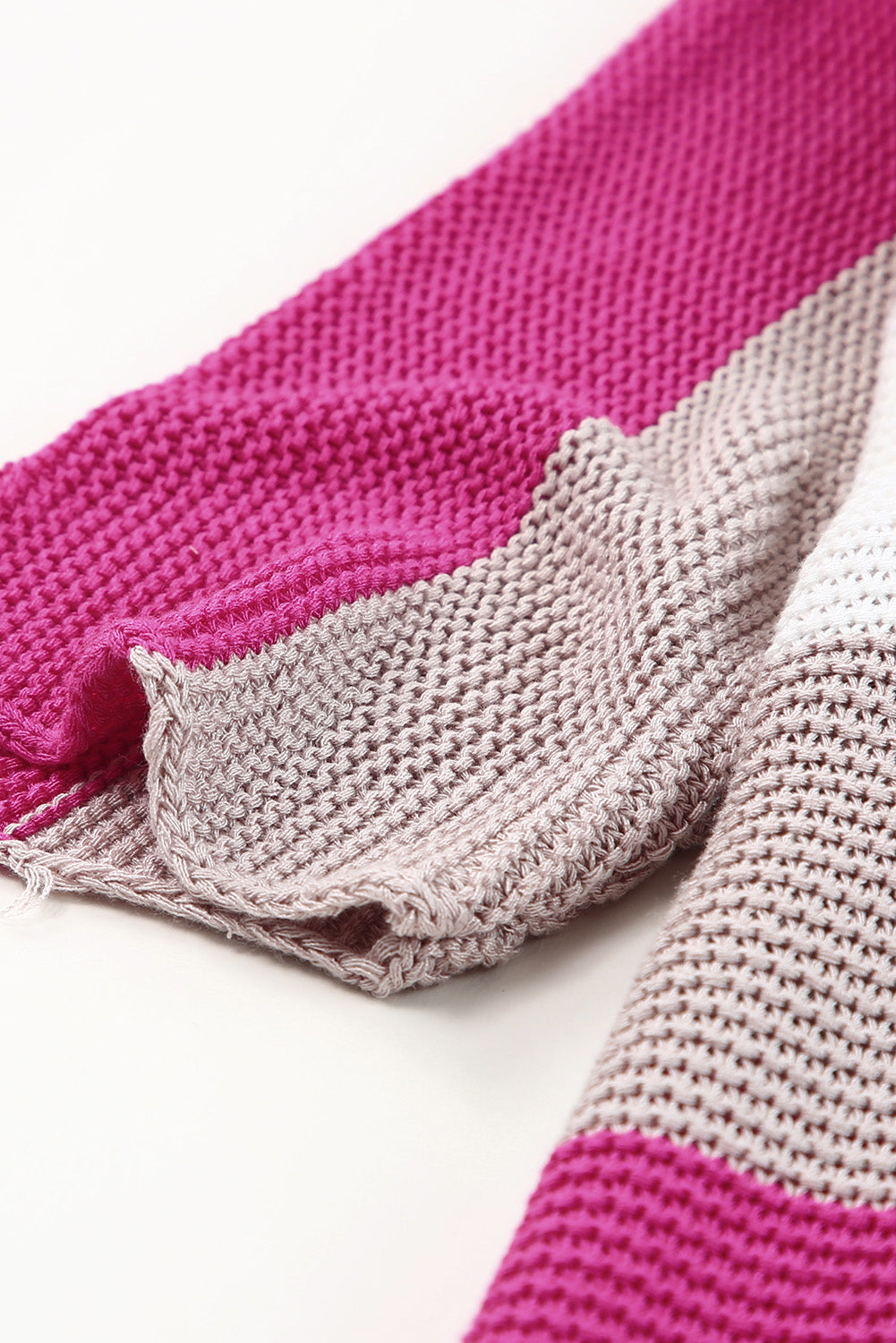Women's Sweater Featuring Half Sleeve Stripe Knitted