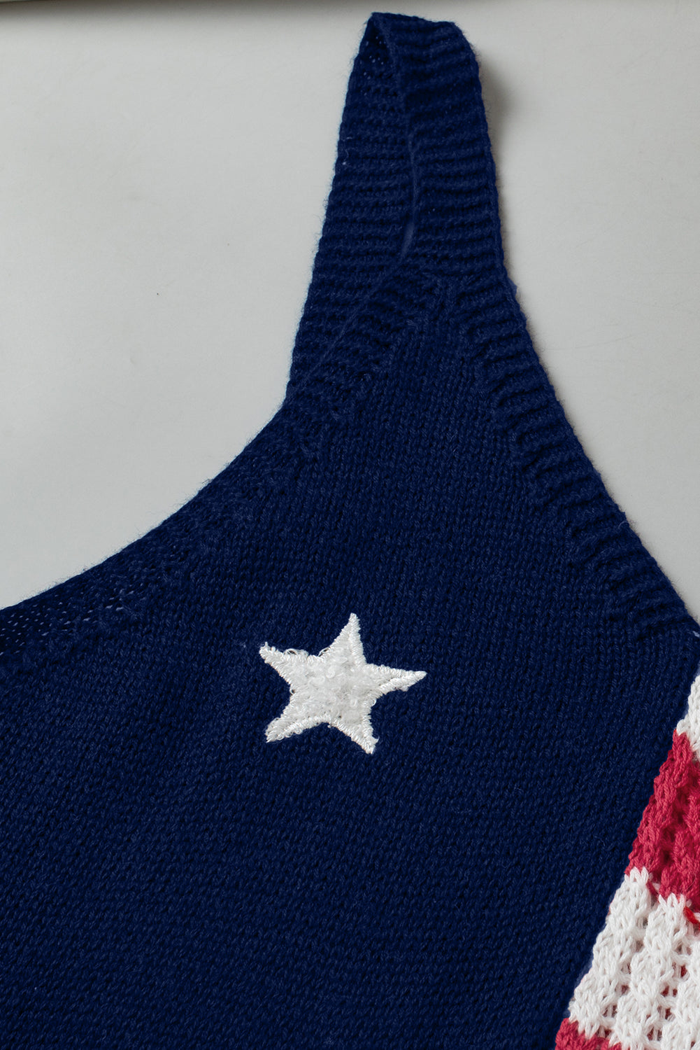 Women's Tank with Stars Stripes Flag Pattern Knitted