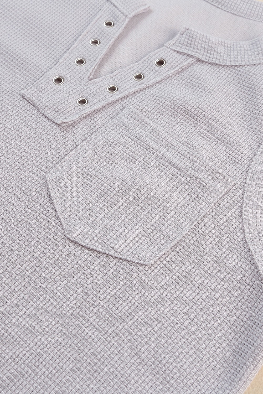 Women's Tank Featuring Thermal Knitted Notched Eyelet