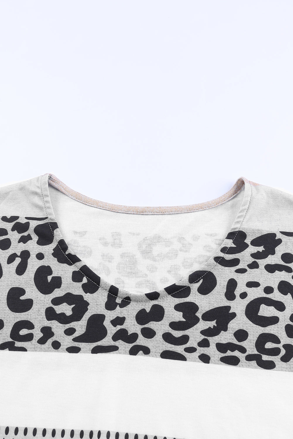 Women's Top with Leopard-Print Color-Block V Neck