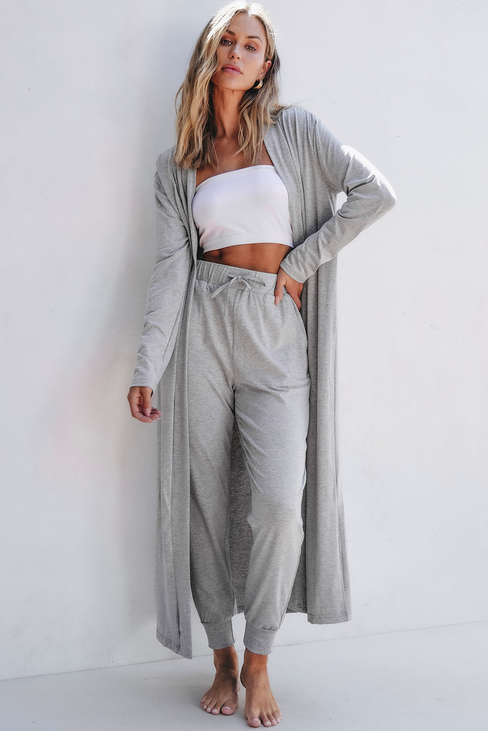 Cardigan Split Long and Skinny Pants Lounge Set