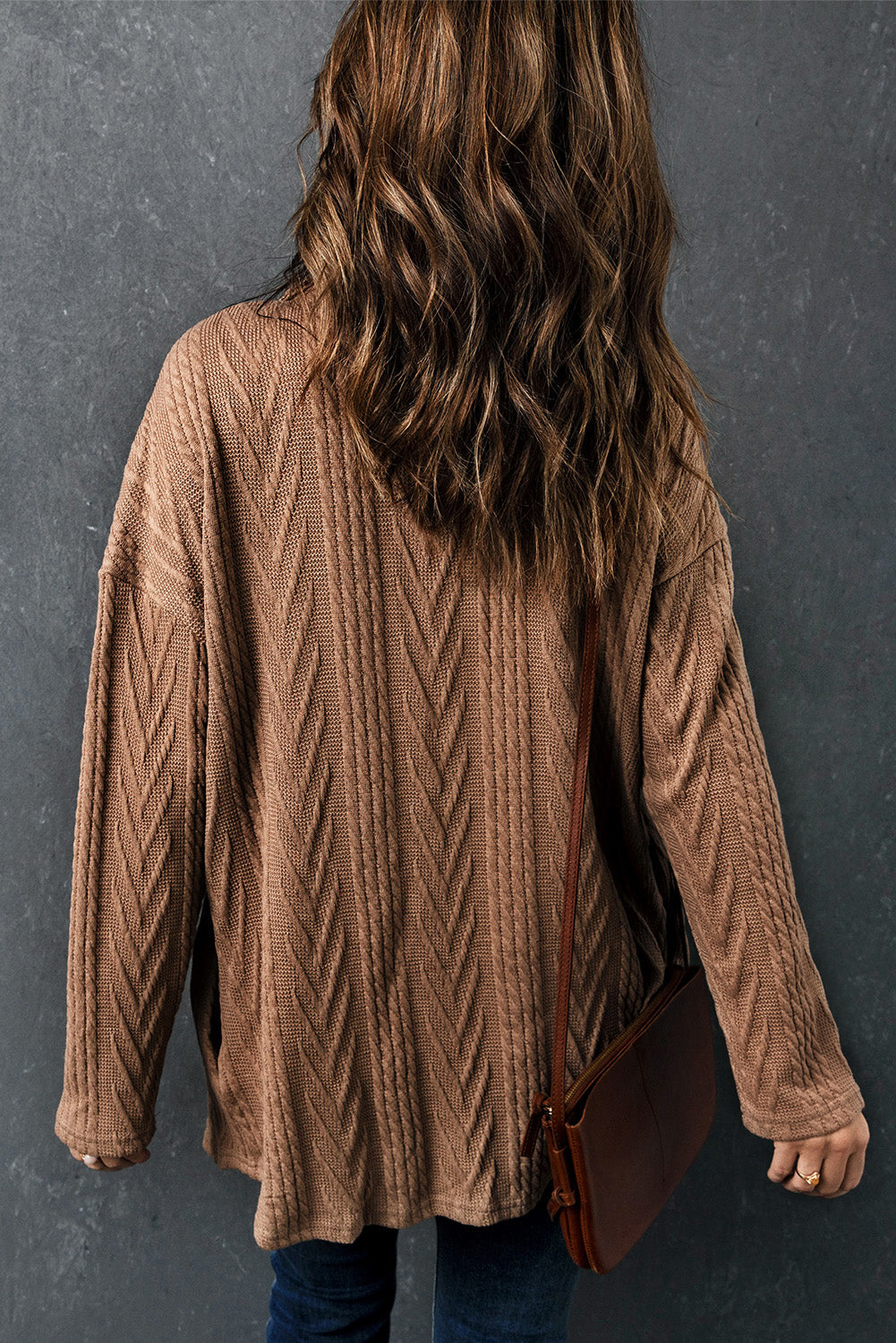 Shacket for Women Oversize Textured Knitted Button
